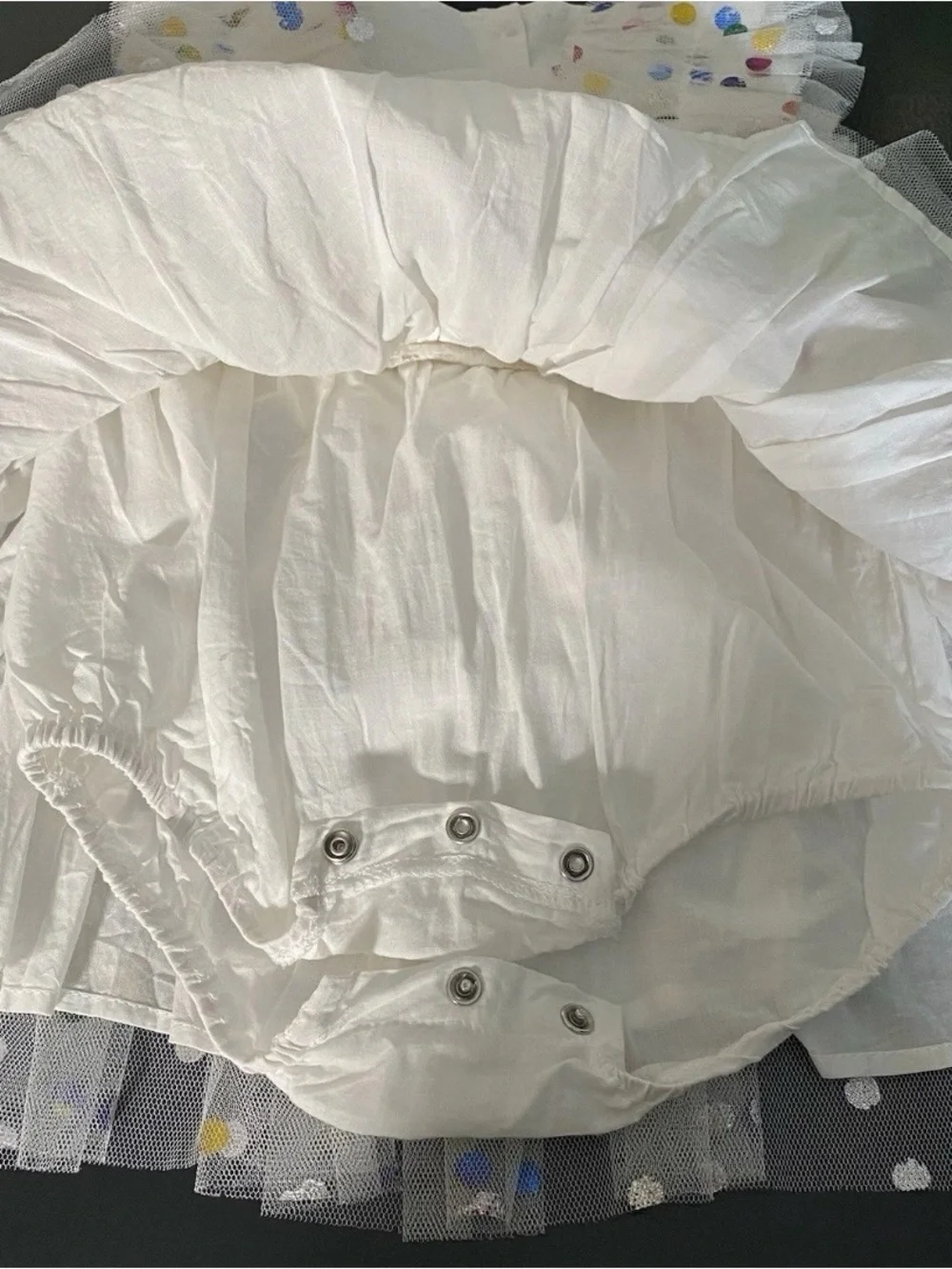 Source Unknown White Tulle Party Dress with Multicolor Dots